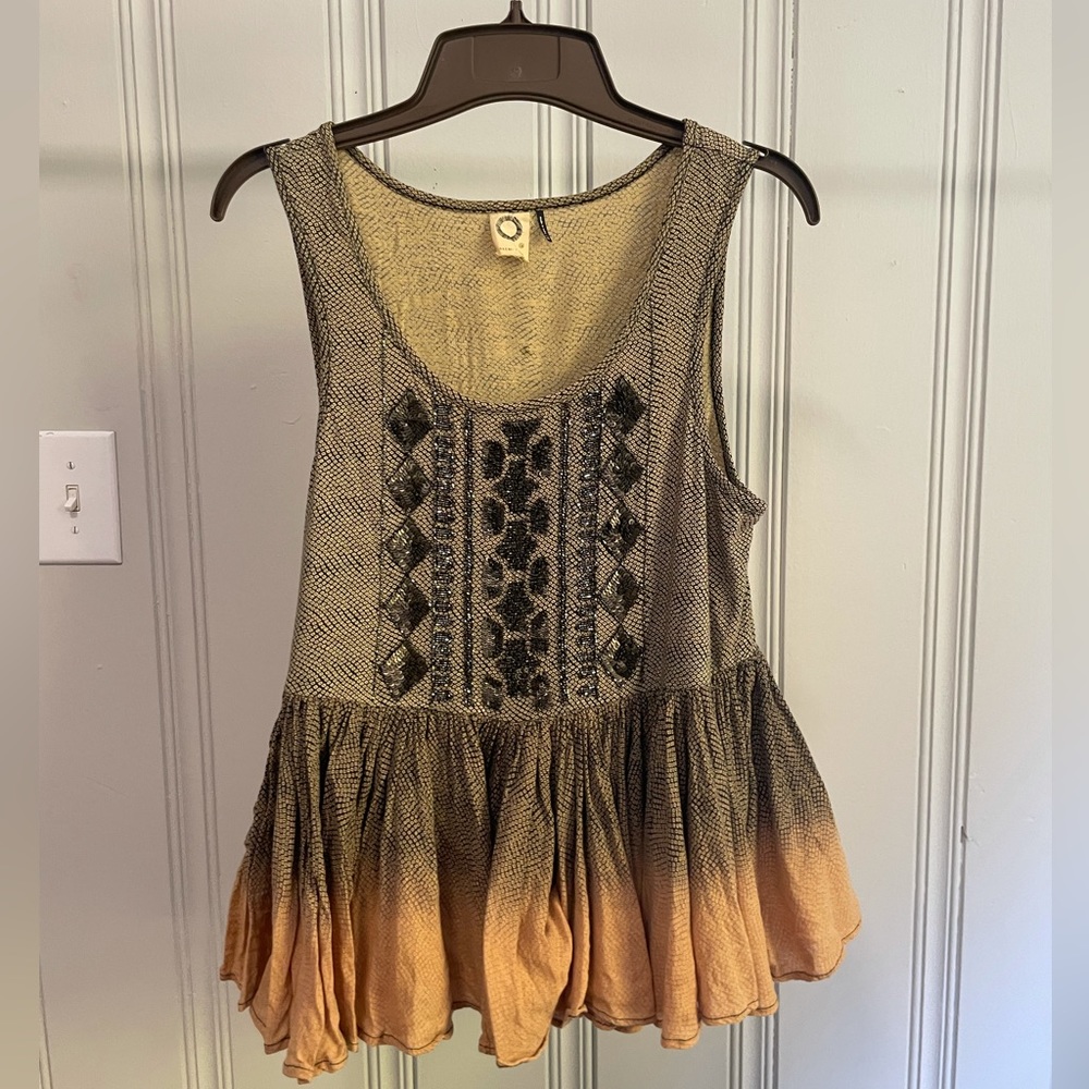 Anthropologie Ombré Peplum Top with Sequins